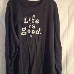 Life is Good Long Sleeve Tee — Black with White Logo